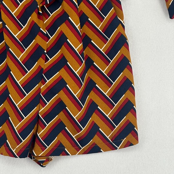 Forever 21 Romper Women Size S Multicolor Short Sleeve Geometric Tie Waist - Picture 6 of 15